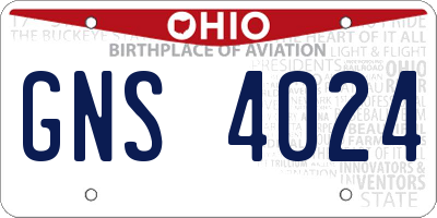 OH license plate GNS4024