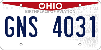 OH license plate GNS4031