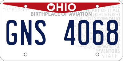 OH license plate GNS4068