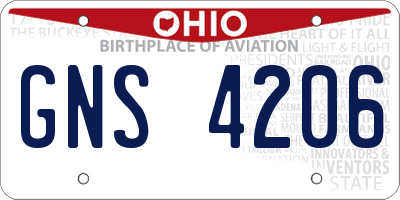 OH license plate GNS4206