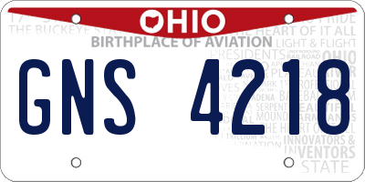 OH license plate GNS4218