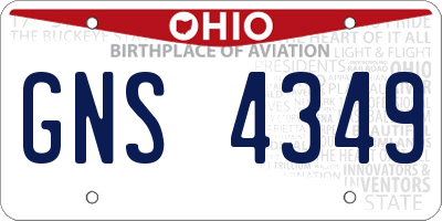OH license plate GNS4349
