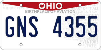 OH license plate GNS4355