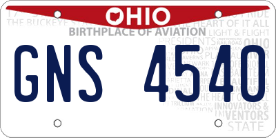 OH license plate GNS4540