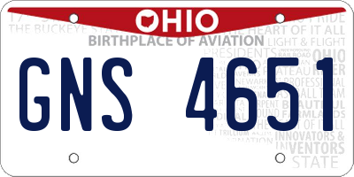 OH license plate GNS4651