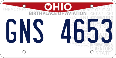 OH license plate GNS4653