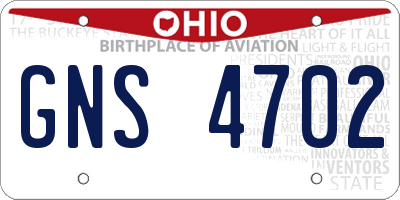 OH license plate GNS4702