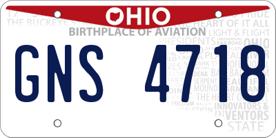 OH license plate GNS4718