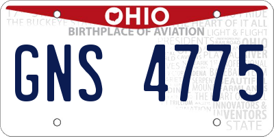 OH license plate GNS4775