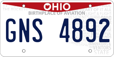 OH license plate GNS4892