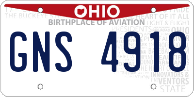 OH license plate GNS4918