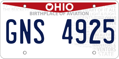 OH license plate GNS4925