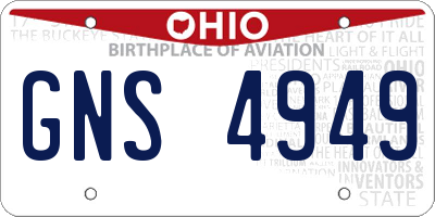 OH license plate GNS4949