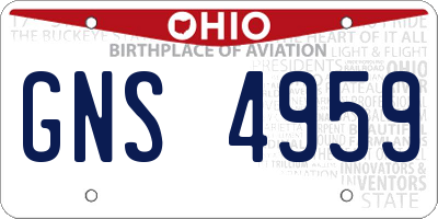 OH license plate GNS4959