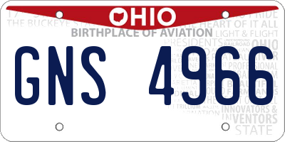 OH license plate GNS4966