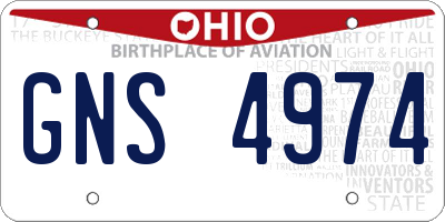 OH license plate GNS4974