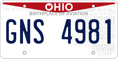 OH license plate GNS4981