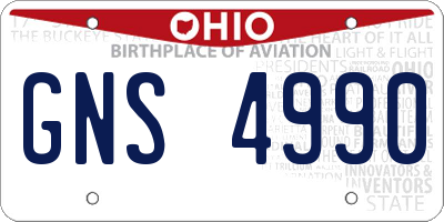 OH license plate GNS4990