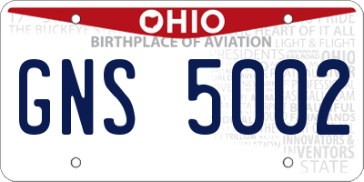 OH license plate GNS5002