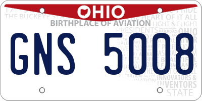 OH license plate GNS5008