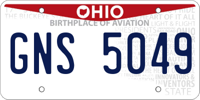 OH license plate GNS5049