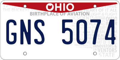 OH license plate GNS5074