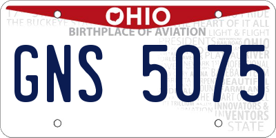 OH license plate GNS5075