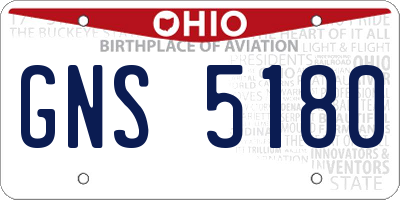 OH license plate GNS5180
