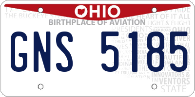 OH license plate GNS5185