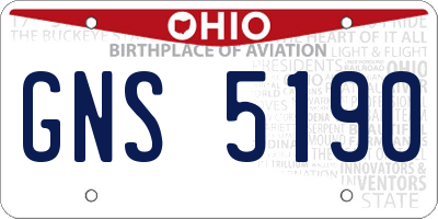 OH license plate GNS5190
