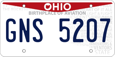 OH license plate GNS5207