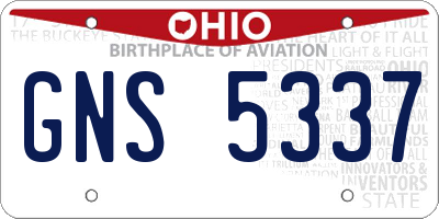 OH license plate GNS5337