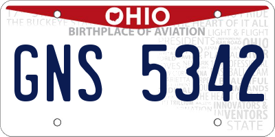 OH license plate GNS5342