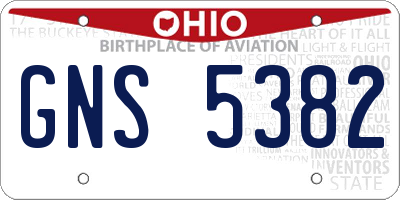 OH license plate GNS5382