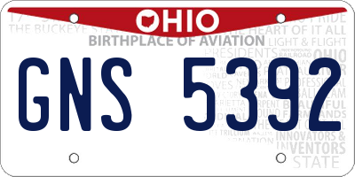 OH license plate GNS5392