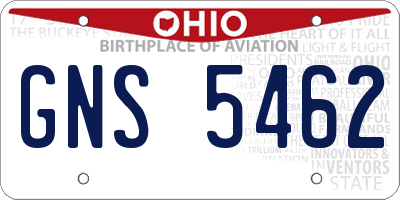 OH license plate GNS5462