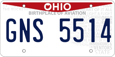 OH license plate GNS5514