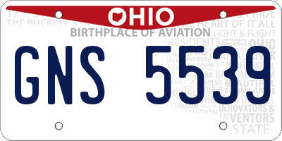 OH license plate GNS5539