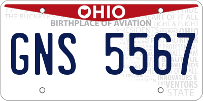OH license plate GNS5567
