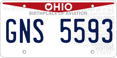 OH license plate GNS5593