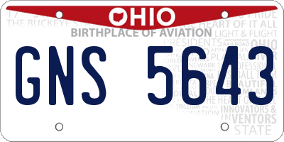 OH license plate GNS5643