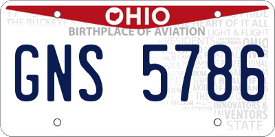 OH license plate GNS5786