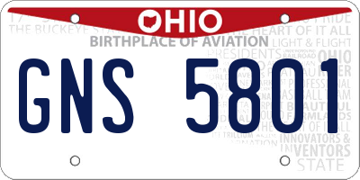 OH license plate GNS5801
