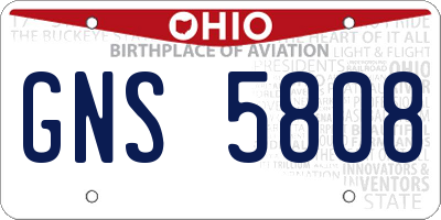 OH license plate GNS5808