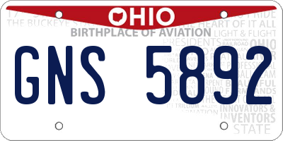 OH license plate GNS5892