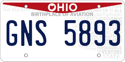 OH license plate GNS5893