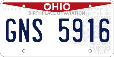 OH license plate GNS5916