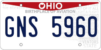 OH license plate GNS5960