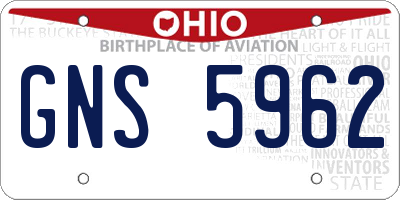 OH license plate GNS5962