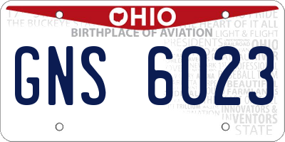 OH license plate GNS6023